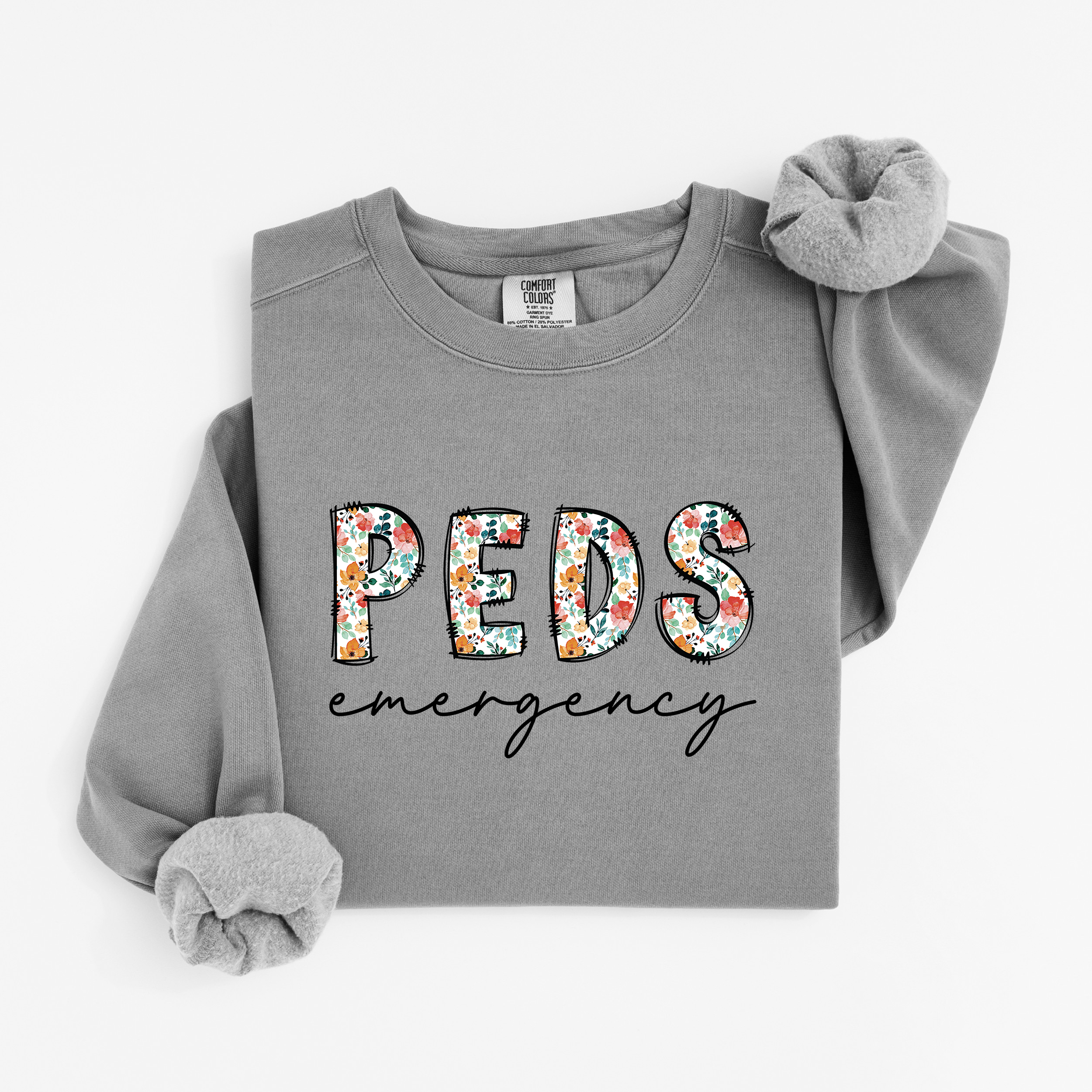 PEDS Emergency Nurse Floral Sweatshirt