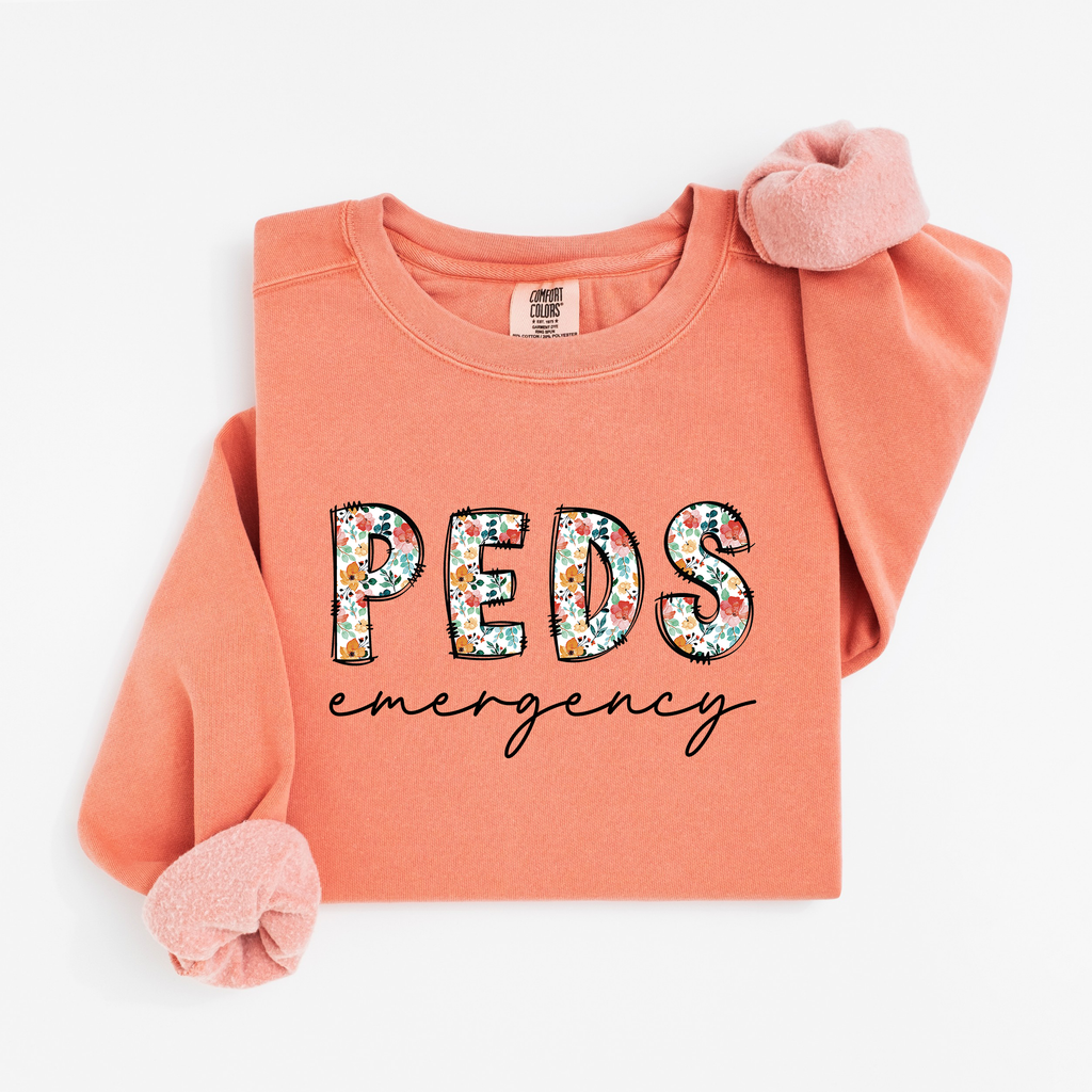 PEDS Emergency Nurse Floral Sweatshirt