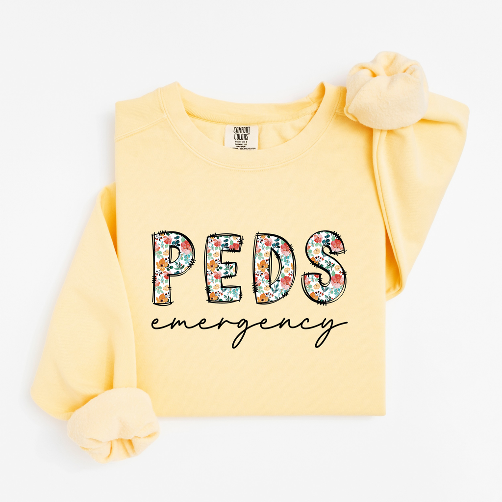 PEDS Emergency Nurse Floral Sweatshirt