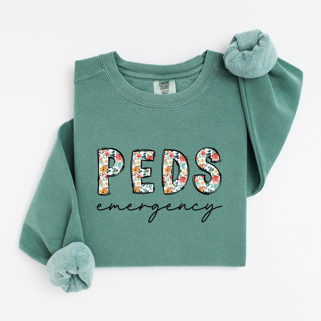 PEDS Emergency Nurse Floral Sweatshirt