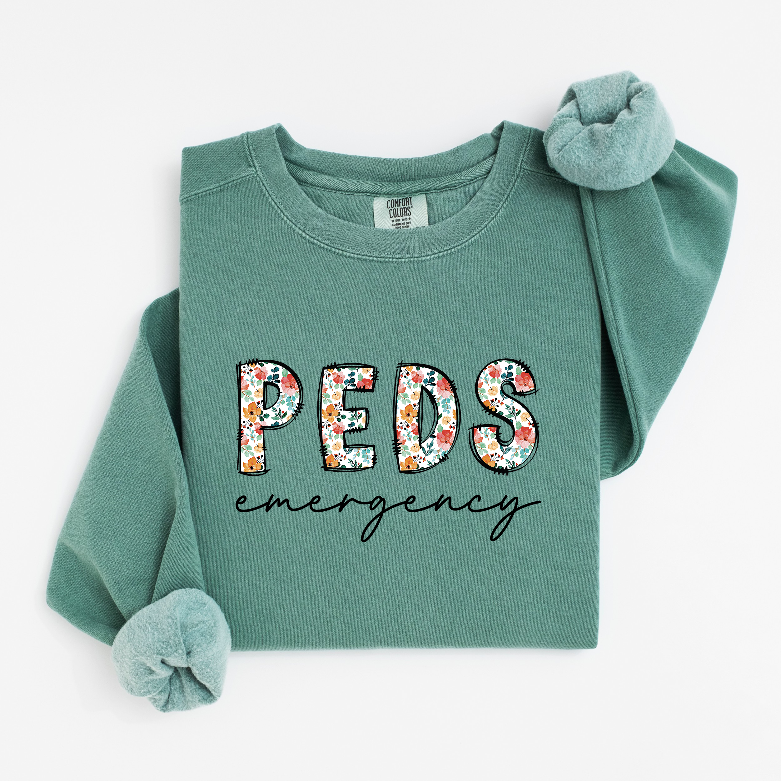 PEDS Emergency Nurse Floral Sweatshirt