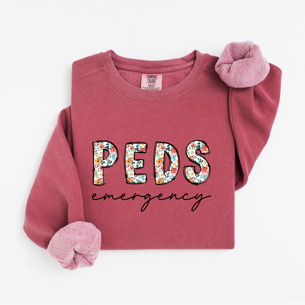PEDS Emergency Nurse Floral Sweatshirt