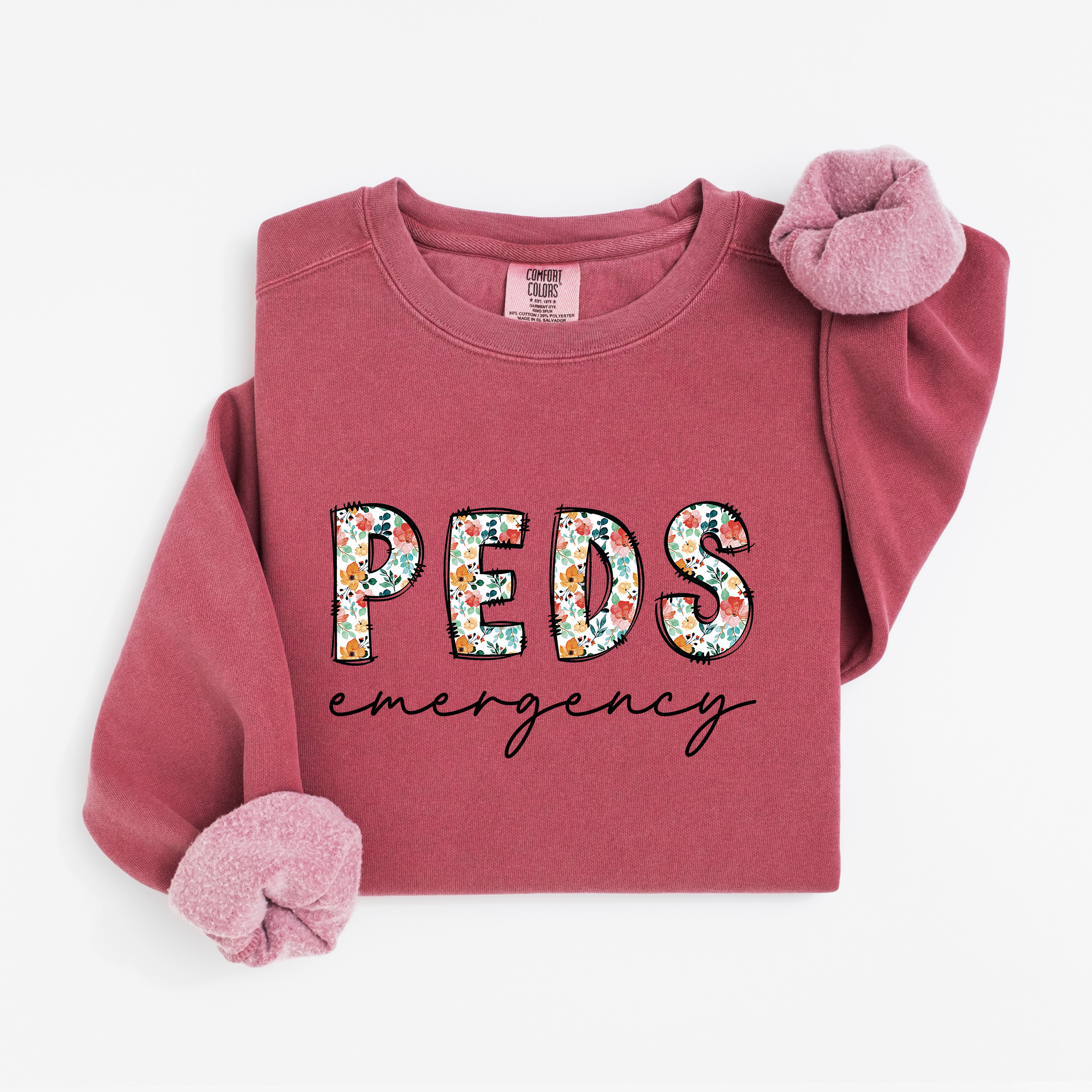 PEDS Emergency Nurse Floral Sweatshirt