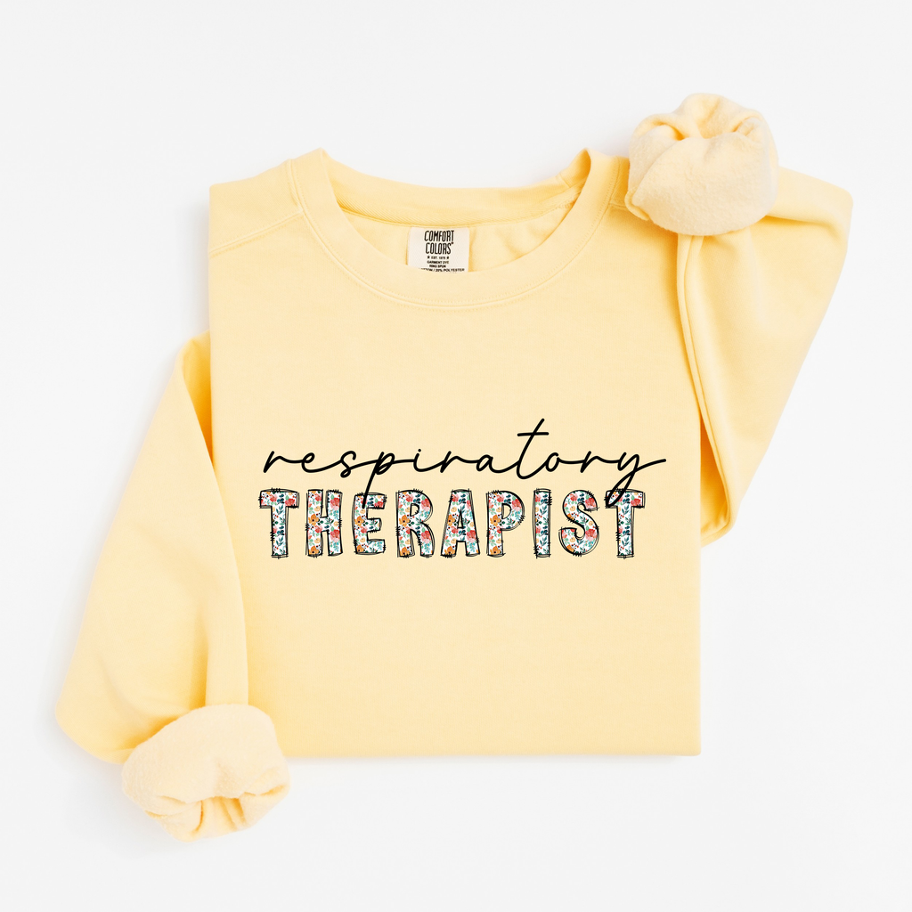 Floral Respiratory Therapist Sweatshirt (Black Script)