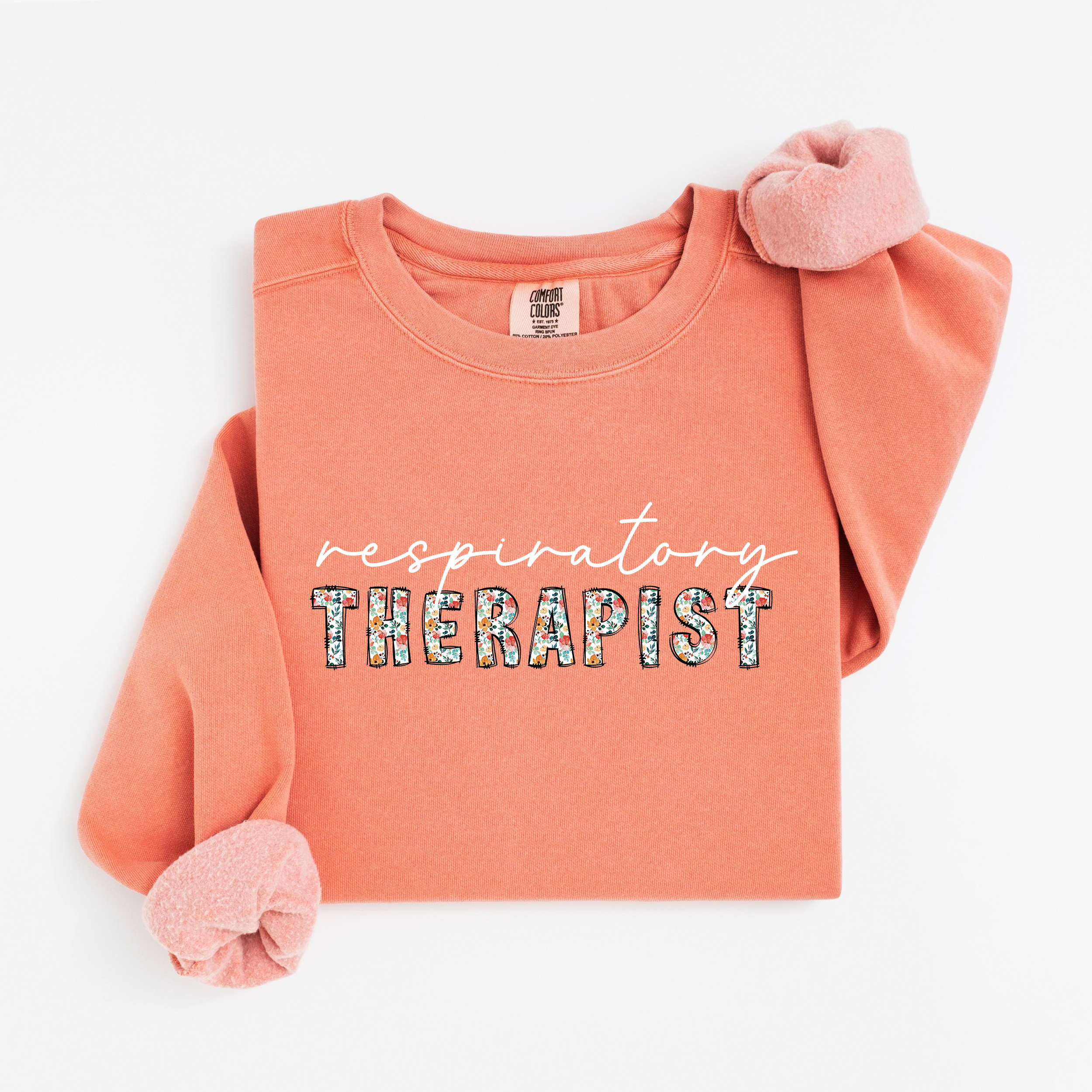 Floral Respiratory Therapist Sweatshirt (White Script)