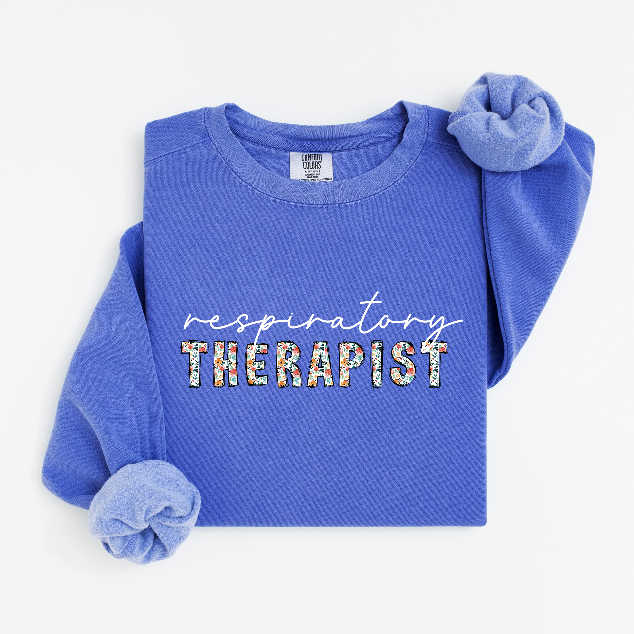Floral Respiratory Therapist Sweatshirt (White Script)