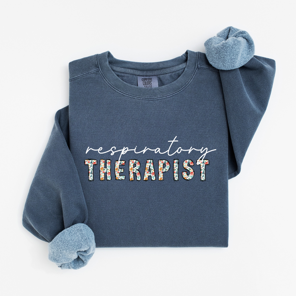Floral Respiratory Therapist Sweatshirt (White Script)
