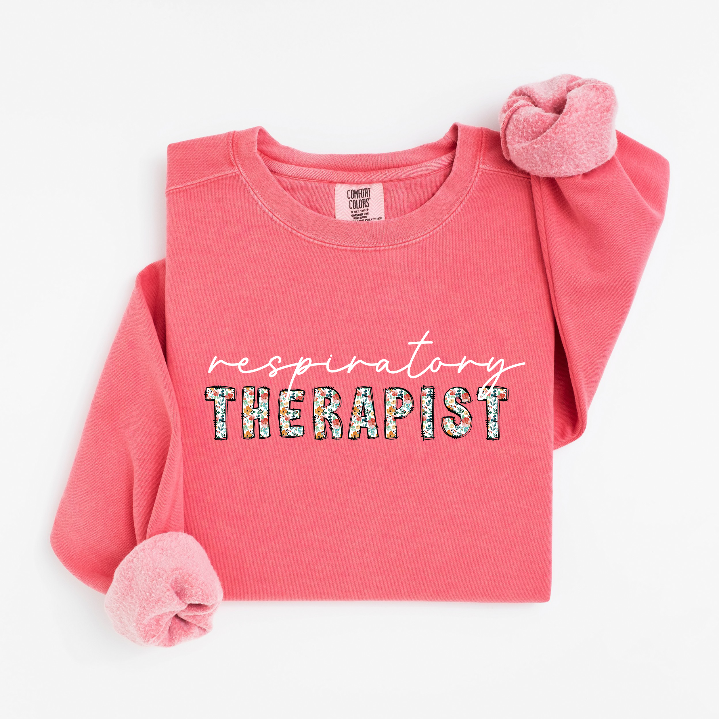 Floral Respiratory Therapist Sweatshirt (White Script)