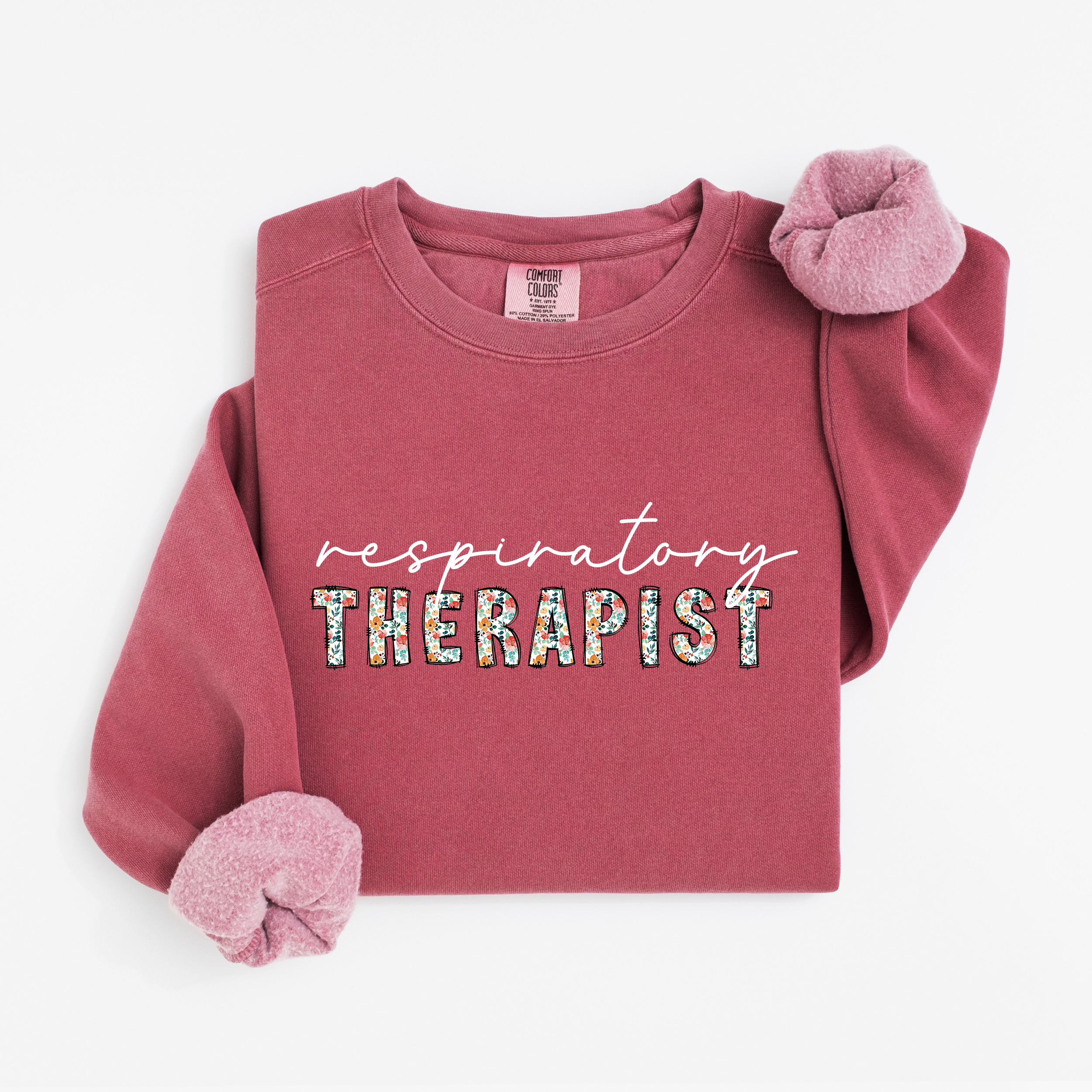 Floral Respiratory Therapist Sweatshirt (White Script)