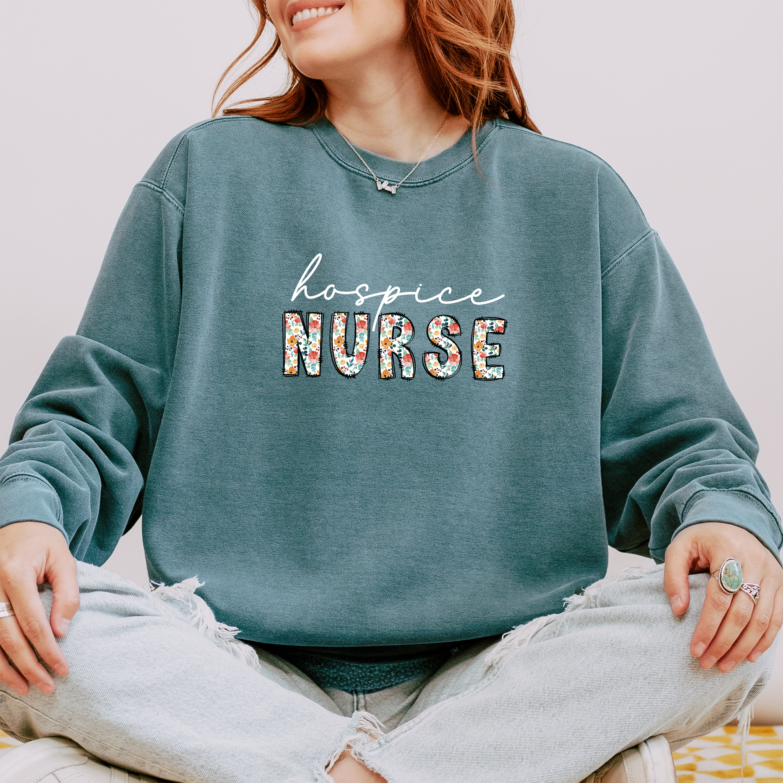 Hospice Nurse Floral Sweatshirt
